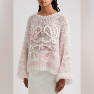 Loewe Anagram striped open-knit mohair-blend jumper